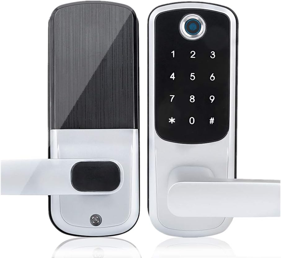WiFi Smart Door Lock, Fingerprint Password Lock, Remote Control Doorlock, Intelligent Electronic Lock with Virtual Password Design/Low Voltage Alarm/Anti-Peeping
